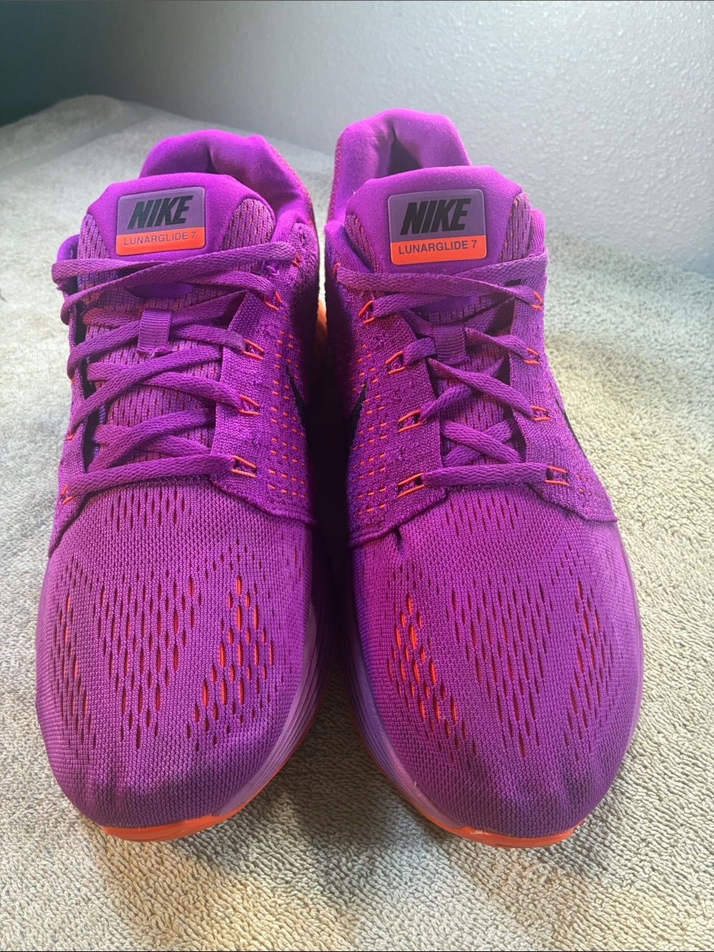Nike Women's Lunarglide 7 Running Shoes - Purple with Orange Accents